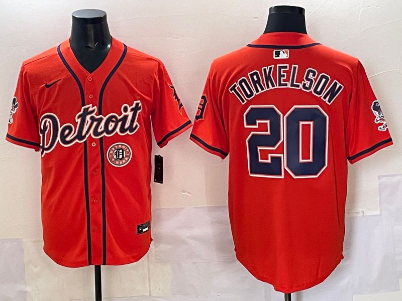 Men 2025 Detroit Tigers 20 Torkelson Orange Nike MLB Jersey style 07
